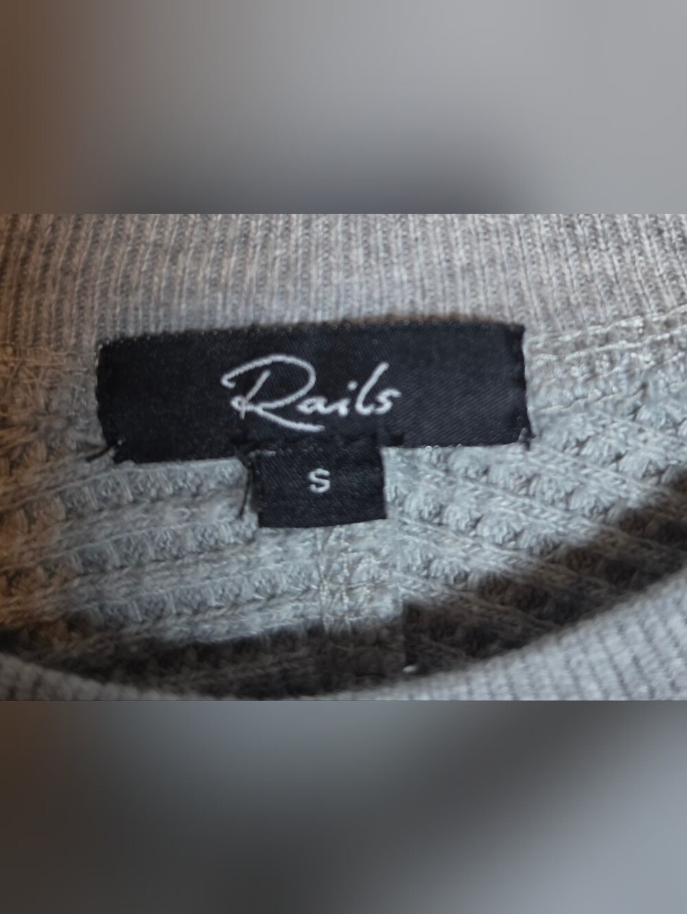 Rails Wade Thermal Shirt Small Heather Gray Waffle Knit Long Sleeve Athleisure - Picture 6 of 9